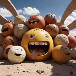the different kinds of balls are on the ground