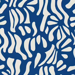 a white and blue painting on a blue background