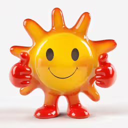 a yellow toy with a red heart and a happy face