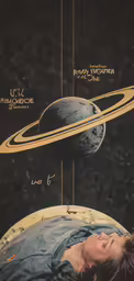 the planets and solar system, with the moon on one side