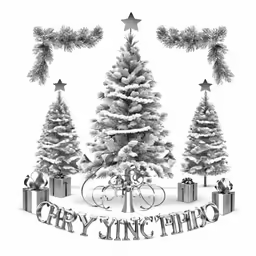 a white christmas card with a tree