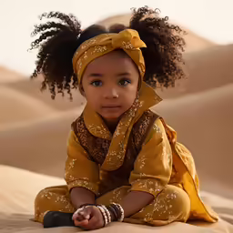 a small child with a yellow headband on