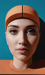 an abstract portrait of a woman with a cap