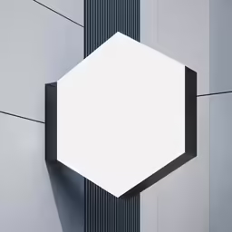 a white hexagonal object on the side of the building