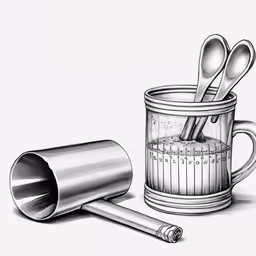 a cup that has some spoons in it