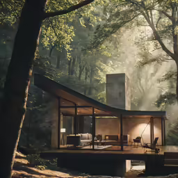 this is an image of a nice house in the woods