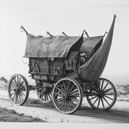 an old time photo of a horse drawn carriage