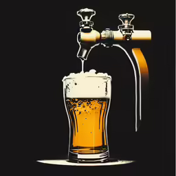 a full glass of beer is being filled with an ale