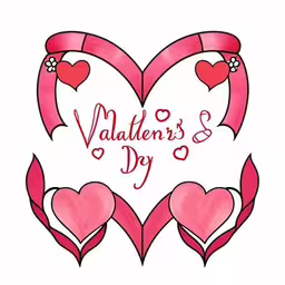 a heart with two hearts inside of it,two heart shaped pink ribbons and red hearts