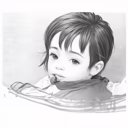 a black and white picture of a little girl