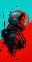a person with a helmet, standing in water