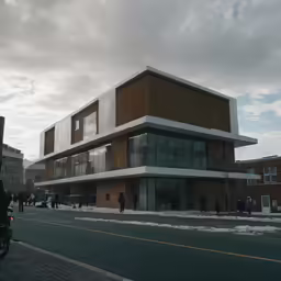 a long shot of the outside of a building