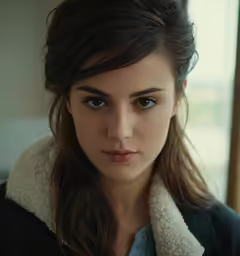 there is a woman looking at the camera