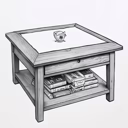 a coffee table with some books on it