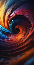 a swirl with a lot of raindrops and rainbow colors,the colorful patterns are created in an image
