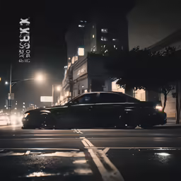 the car is stopped at the curb in the city