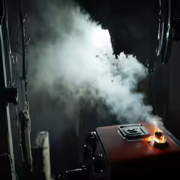 smoke billowing out of a stove top