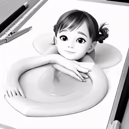an illustration shows a drawing of a woman in a bathtub