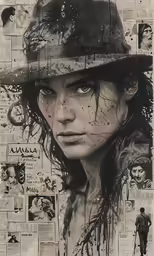 an artistic portrait in black and white with some people