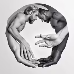 two guys are playing with each other over white background