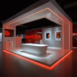 a nice modern white bar and neon lights