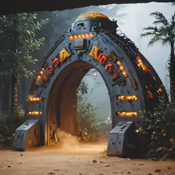 a very large futuristic entrance to an empty area