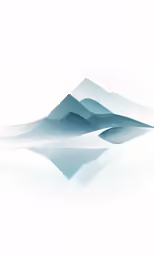 two mountain peaks are shown in the water