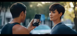 a woman with a phone talking to another woman