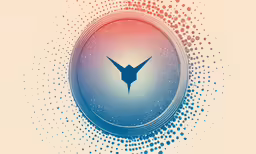 a blue circle with dots and two birds