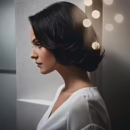 the image shows a woman in an art deco styled photo