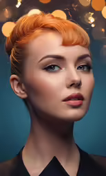a beautiful redhead woman with red hair and makeup