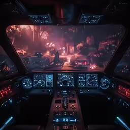 a view through the control panel at a space station