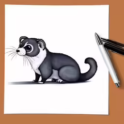 an animal drawn on paper with a pen