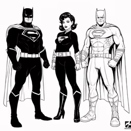 some batman characters standing side by side