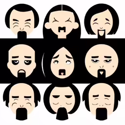 a bunch of different facial expressions in front of a black background