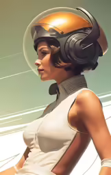 a woman with a helmet is standing in front of her