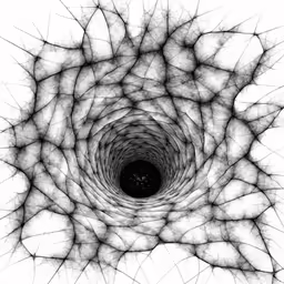 a close up view of a black and white vortex