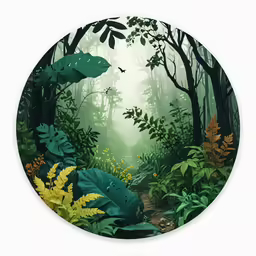 a plate with a forest scene is shown