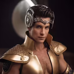 a male model is dressed as a warrior