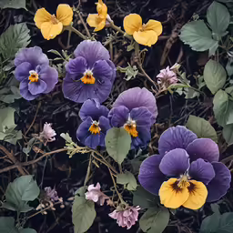 many different flowers that are growing on a branch
