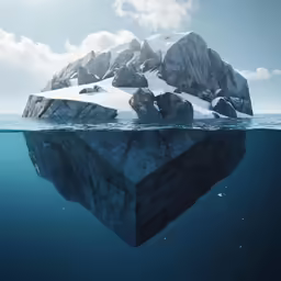 an iceberg in the ocean that looks like it is floating
