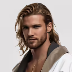 man with blonde hair and beard looking forward