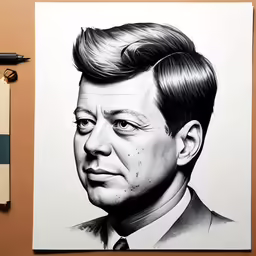 a drawing of a man in a suit and tie