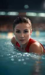 the woman is in the water with her eyes closed