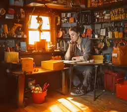 a man sits at his desk with his laptop