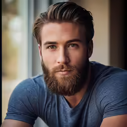 a close up of a person with a beard