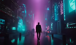 a man standing alone in the middle of an alley