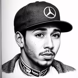 a man wearing a hat is shown with an image of the logo