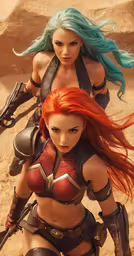 a pair of sexy cosplay women walking