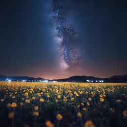 field with long grass under the sky with many stars